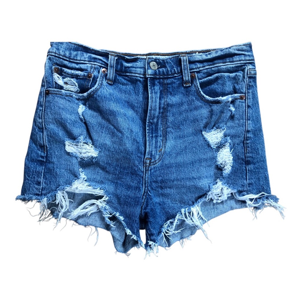 Abercrombie & Fitch Distresses Denim High Waist Mom Shorts 29/8